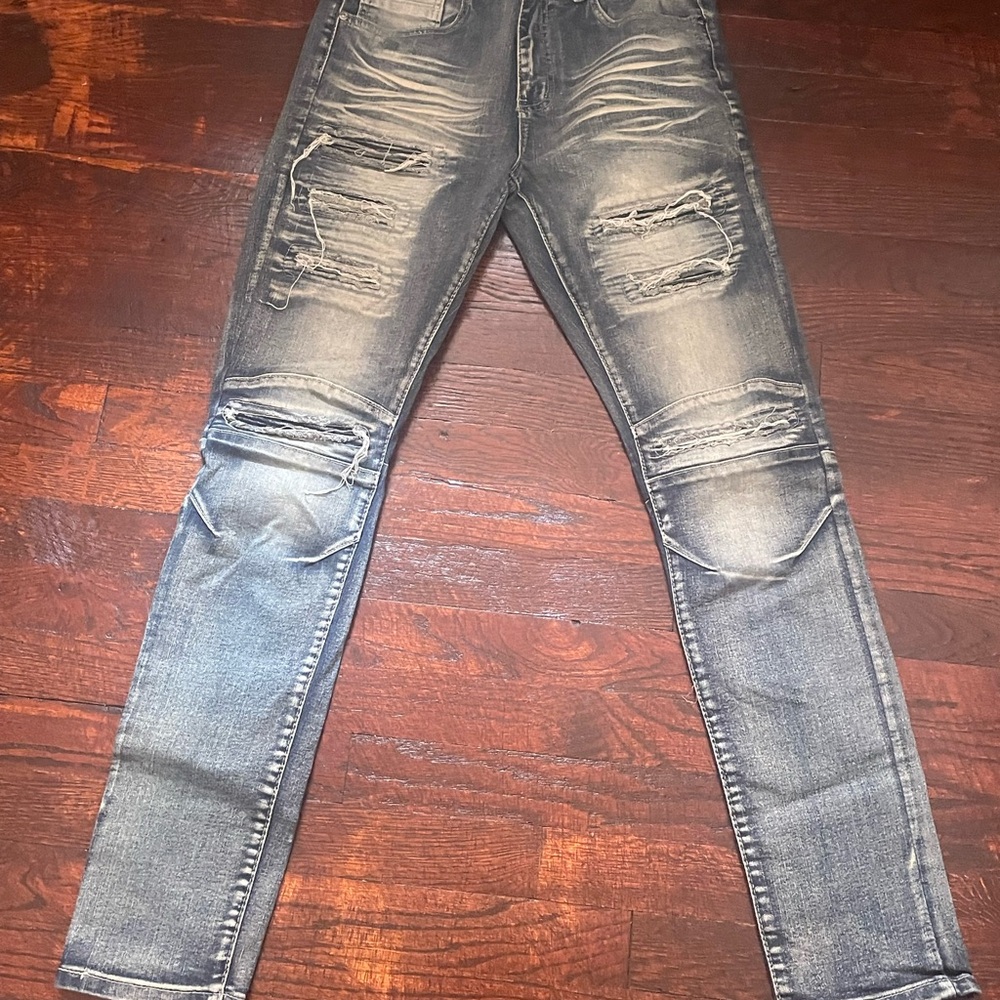 Distressed Gray Men Jeans